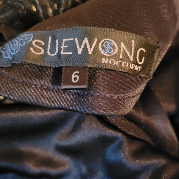 Sue wong Nocturne embroidered sheer top black dress - Size 6 - Picture 8 of 8